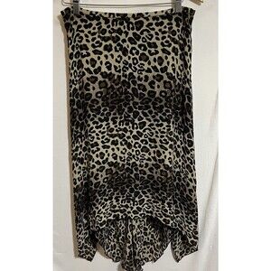 Animal Print Silk Skirt Brown Multi-Tone Lined Hi Low western Boho festival K